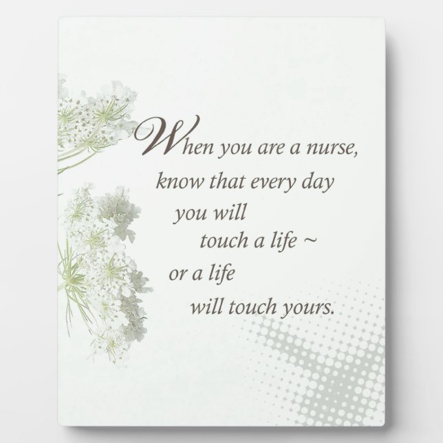 Nurse Touch a Life With Wild Flowers Plaque (Front)