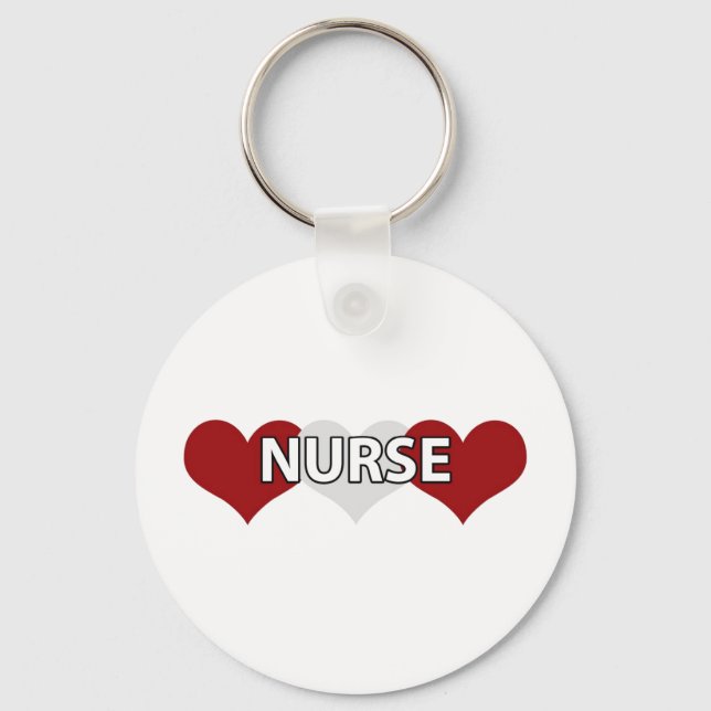 Nurse Triple Heart Key Ring (Front)