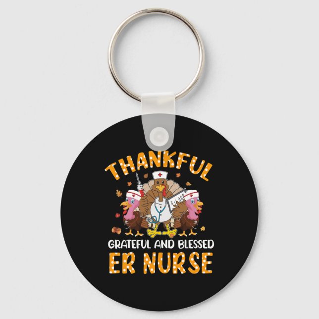 Nurse Turkey Thanksgiving Fall Nurslife Thankful E Key Ring (Front)
