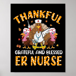 Nurse Turkey Thanksgiving Fall Nurslife Thankful E Poster
