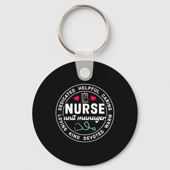Nurse Unit Manager Appreciation Heart Stethoscope  Key Ring (Front)