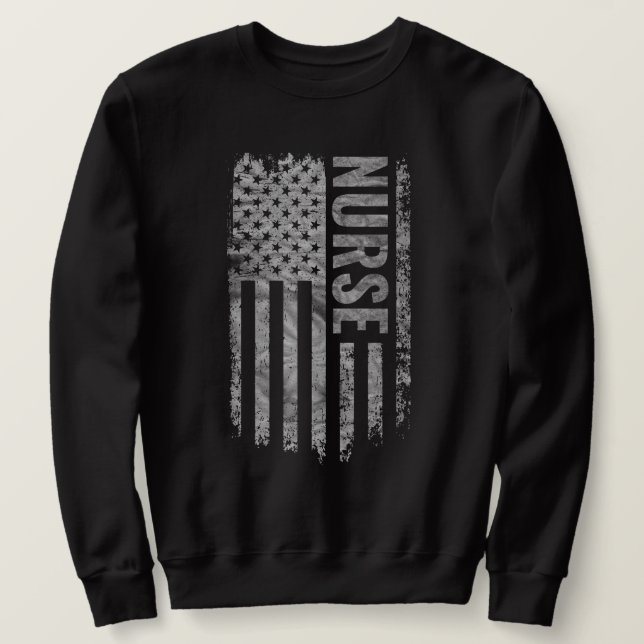 Nurse USA Flag Distressed design Sweatshirt (Design Front)