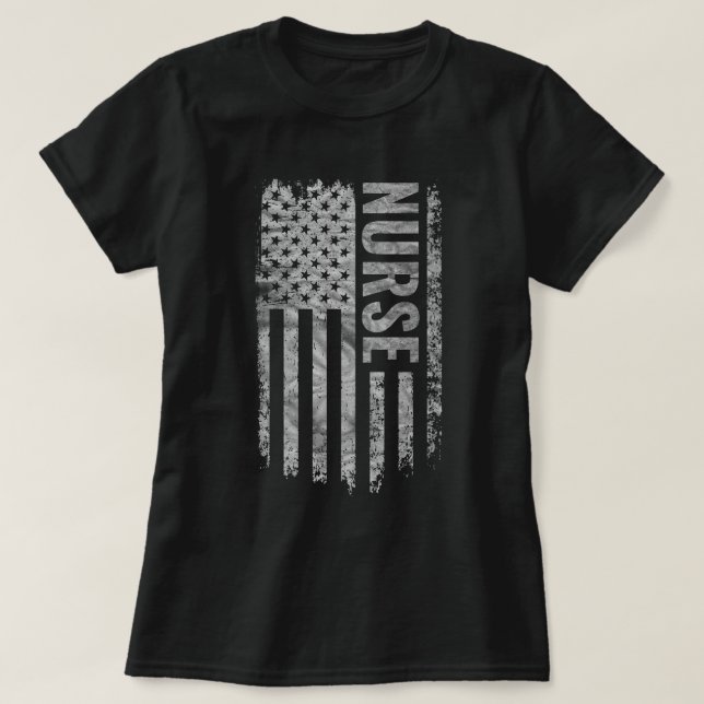 Nurse USA Flag Distressed design T-Shirt (Design Front)