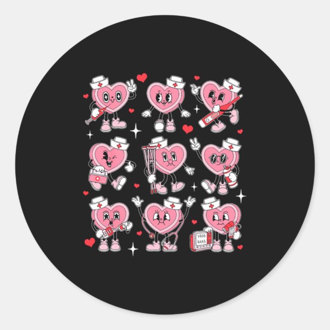 Nurse Valentine Candy Heart Er Icu Nicu Rn Nurses  Classic Round Sticker (Front)