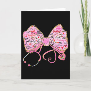Nurse Valentine Day 2025 Coquette Stethoscope Bow  Card