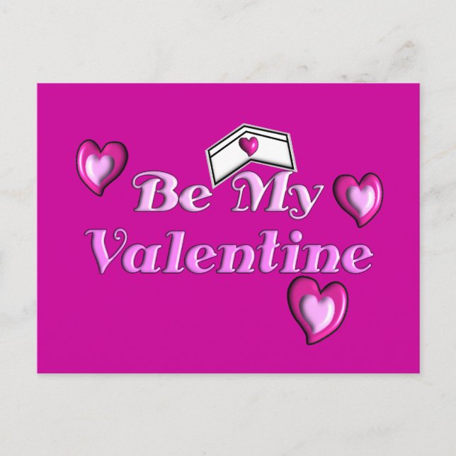 Nurse Valentine Gifts "Be My Valentine" Holiday Postcard (Front)