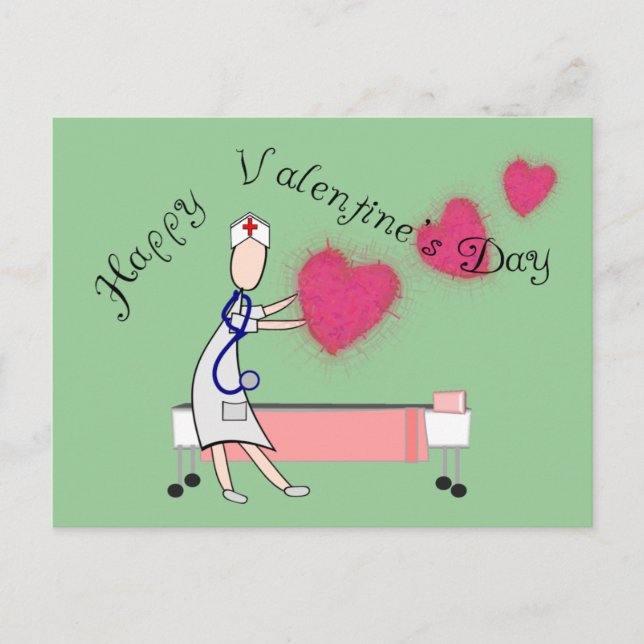 Nurse Valentine Gifts "Happy Valentine's Day" Holiday Postcard (Front)