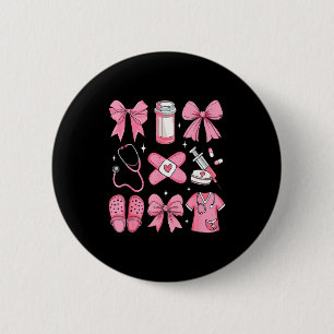 Nurse Valentines Day Coquette Bow Valentine Nurse  6 Cm Round Badge