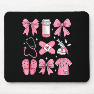 Nurse Valentines Day Coquette Bow Valentine Nurse  Mouse Pad