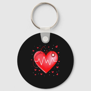 Nurse Valentines Day Heart Stethoscope 2 _1  Key Ring