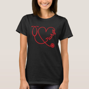 Nurse Valentine's Day Love Stethoscope Nurse Life T-Shirt
