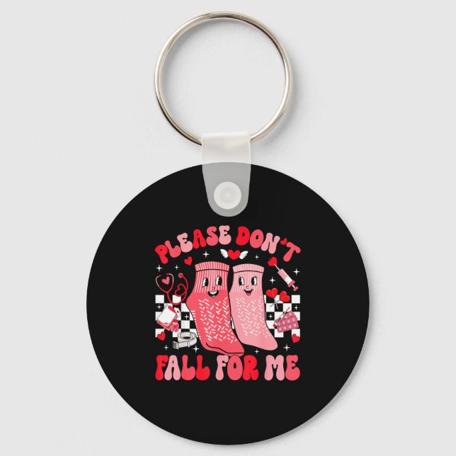 Nurse Valentines Day Non Slip Socks Please Don't F Key Ring (Front)
