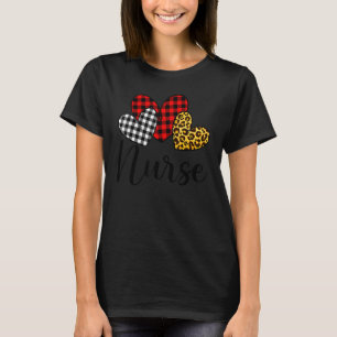 Nurse Valentines Day Red Plaid Leopard Family Matc T-Shirt