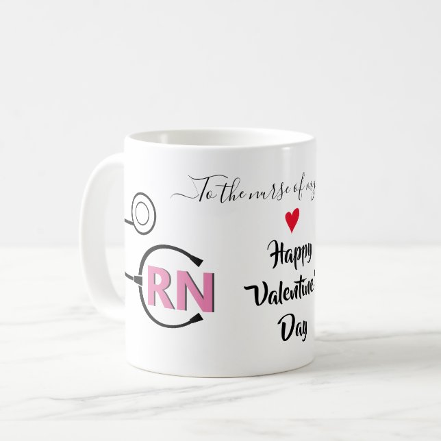 Nurse Valentines Day registered RN stethoscope Coffee Mug (Front Left)