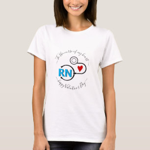 Nurse Valentines Day stethoscope blue RN T-Shirt