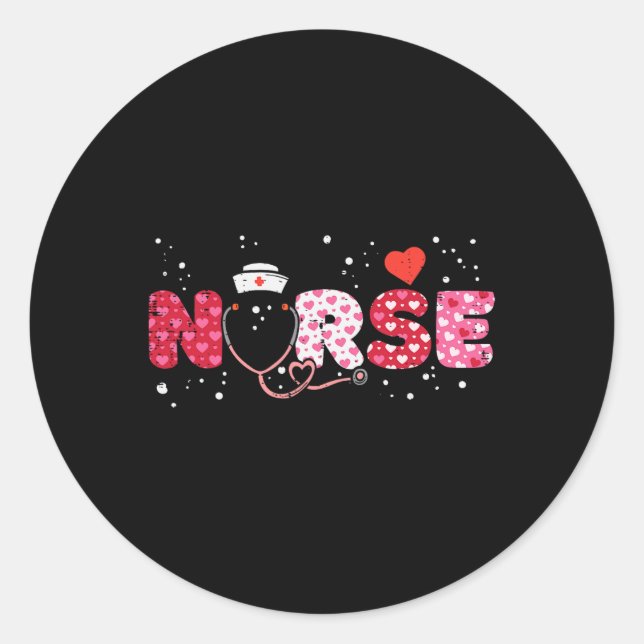 Nurse Valentines Day Valentine Scrub Top Women Scr Classic Round Sticker (Front)