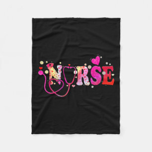 Nurse Valentines Day Valentine Scrub Top Women Scr Fleece Blanket