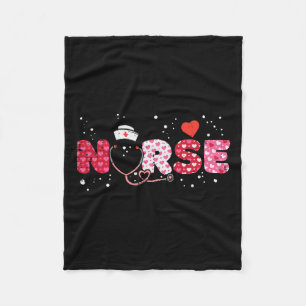 Nurse Valentines Day Valentine Scrub Top Women Scr Fleece Blanket