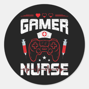 Nurse Video Gamer Gaming 1  Classic Round Sticker