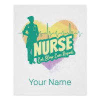 Nurse Vintage Design with Heartbeat Motif