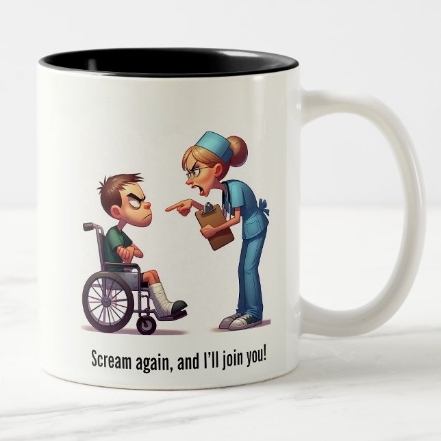 Nurse vs Spoiled Brat Showdown Two-Tone Coffee Mug (Creator Uploaded)