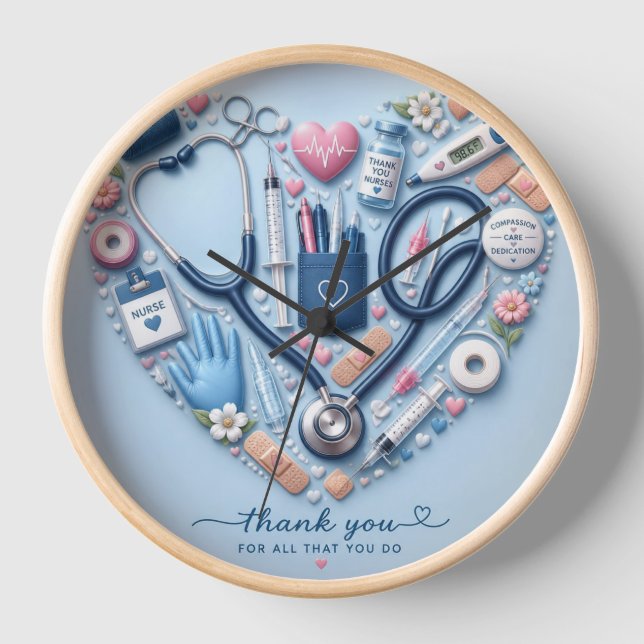 Nurse Wall Clock – Cute Nursing Gift for Nurses an (Front)