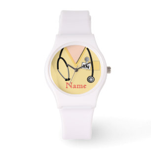 Nurse Watch Scrub Top Stethoscope Yellow
