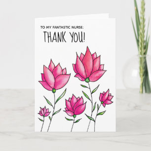 Nurse Watercolor Flowers Thank You Card