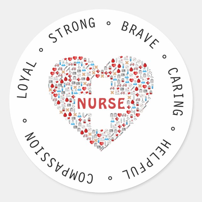 Nurse week healthcare doctor heart appreciation sq classic round sticker (Front)