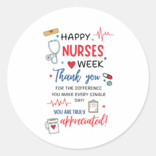 Nurse Week Sign Printable Appreciation Nurse Thank Classic Round Sticker