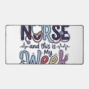 Nurse Week Vintage Typography Shirt Design_1 Desk Mat