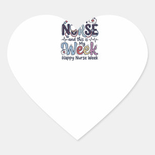 Nurse Week Vintage Typography Shirt Design_1 Heart Sticker