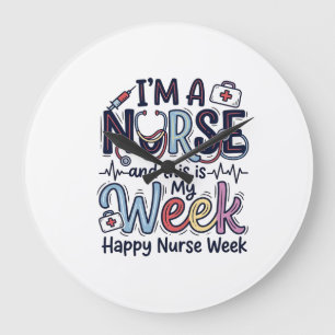 Nurse Week Vintage Typography Shirt Design_1 Large Clock