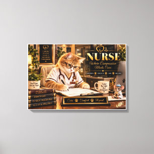 Nurse Where Compassion Meets Care Funny Cat Canvas Print