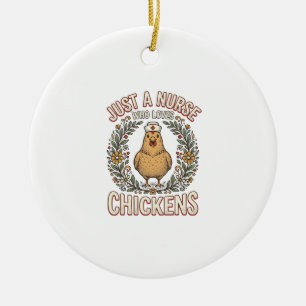 Nurse Who Loves Chickens Vintage Shirt Design_1 Ceramic Tree Decoration
