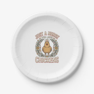 Nurse Who Loves Chickens Vintage Shirt Design_1 Paper Plate