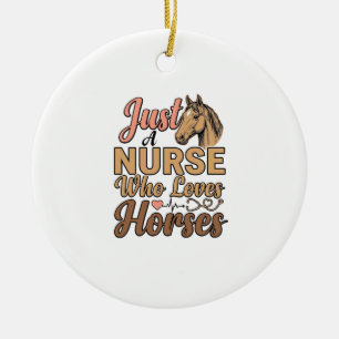 Nurse Who Loves Horses Vintage Engraving Shirt Des Ceramic Tree Decoration