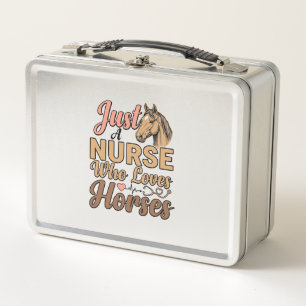 Nurse Who Loves Horses Vintage Engraving Shirt Des Metal Lunch Box