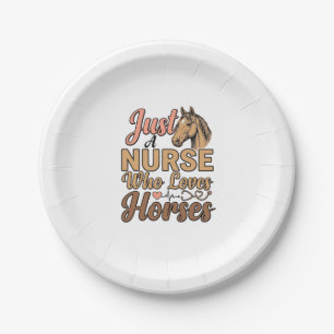 Nurse Who Loves Horses Vintage Engraving Shirt Des Paper Plate