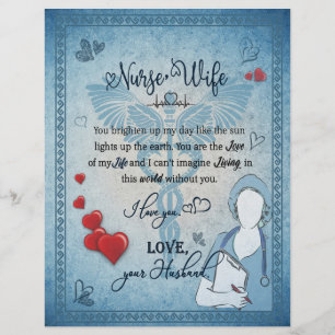Nurse Wife Gift   Letter To Wife From Husband Custom Letterhead