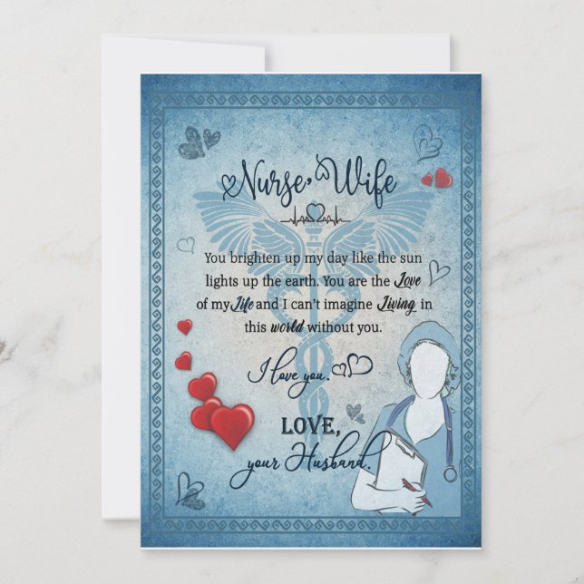 Nurse Wife Gift | Letter To Wife From Husband Invitation (Front)