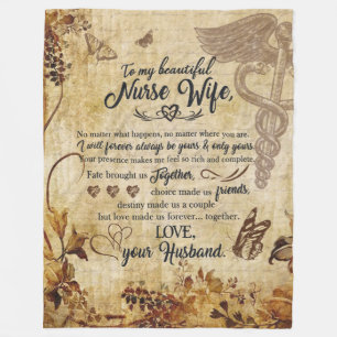 Nurse Wife Gifts   Letter To My Beautiful Wife Fleece Blanket