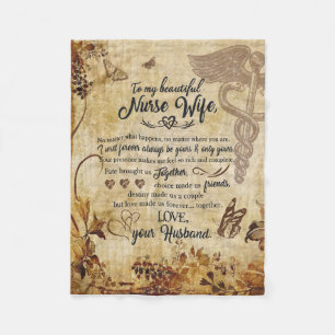 Nurse Wife Gifts   Letter To My Beautiful Wife Fleece Blanket