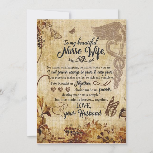 Nurse Wife Gifts | Letter To My Beautiful Wife Invitation (Front)