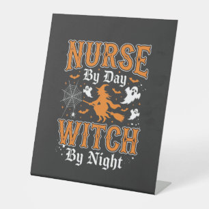 Nurse Witch Halloween Design (2) Pedestal Sign