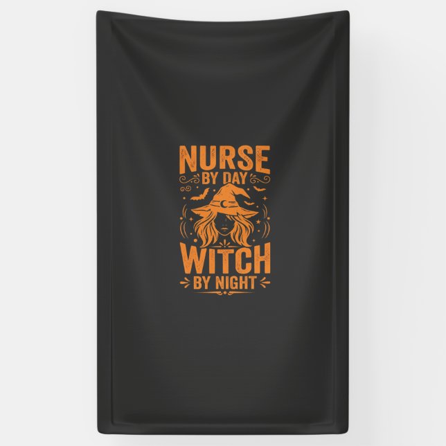 Nurse Witch Halloween Design Banner (Vertical)