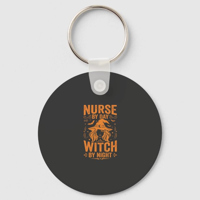 Nurse Witch Halloween Design Key Ring (Front)