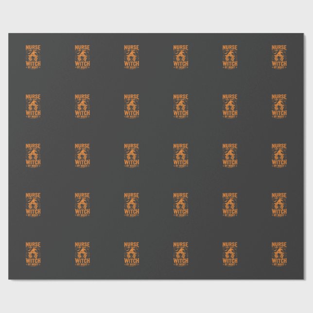 Nurse Witch Halloween Design Wrapping Paper (Flat)