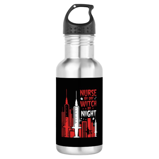 Nurse Witch Halloween Skyline Design_1 532 Ml Water Bottle (Front)