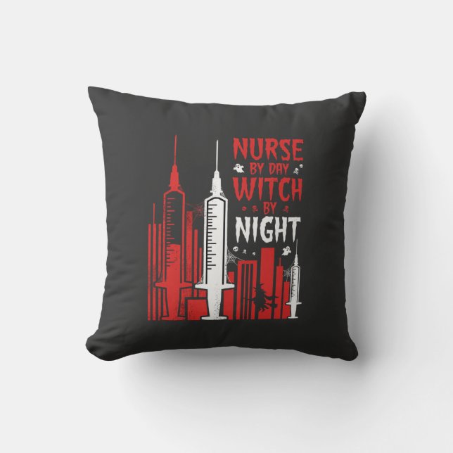 Nurse Witch Halloween Skyline Design_1 Cushion (Front)